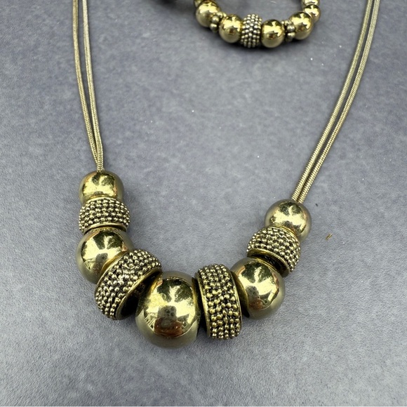 Napier Shimmery Gold Beaded Necklace and Earring Set - Picture 5 of 9